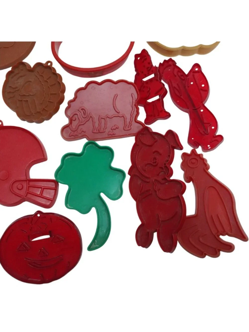 Vintage Plastic Cookie Cutters 22 Assorted Shapes Football Animals Leaves Hallow